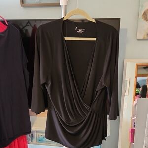 Lane Bryant Black Wrap-Style Drape Blouse